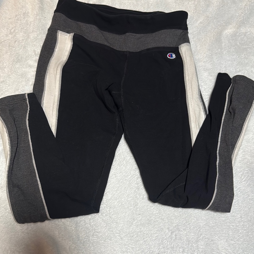Champion Black and Gray Leggings with Moisture-Wicking Fabric